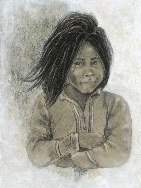 Little Ten Pesos, charcoal by Chandika Tazouz